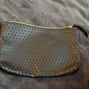 Ipsy Black Textured Clutch with Gold Zipper